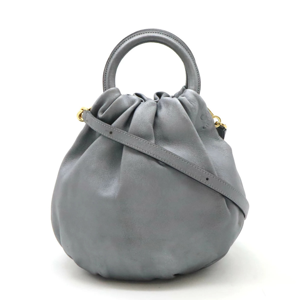 Loewe Anagram Bounce Bag Handbag Shoulder Leather Metallic Gray